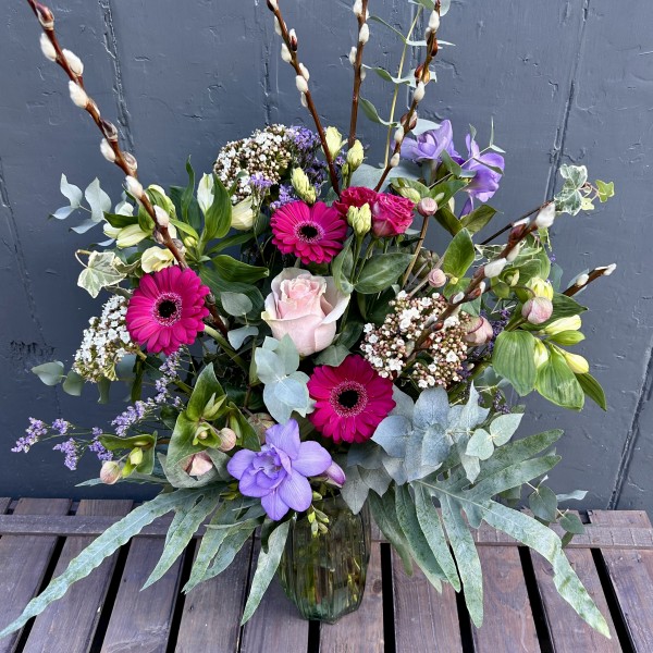 Lavender Freesia & Willow Vase - Order from Bay Tree Florists Elgin