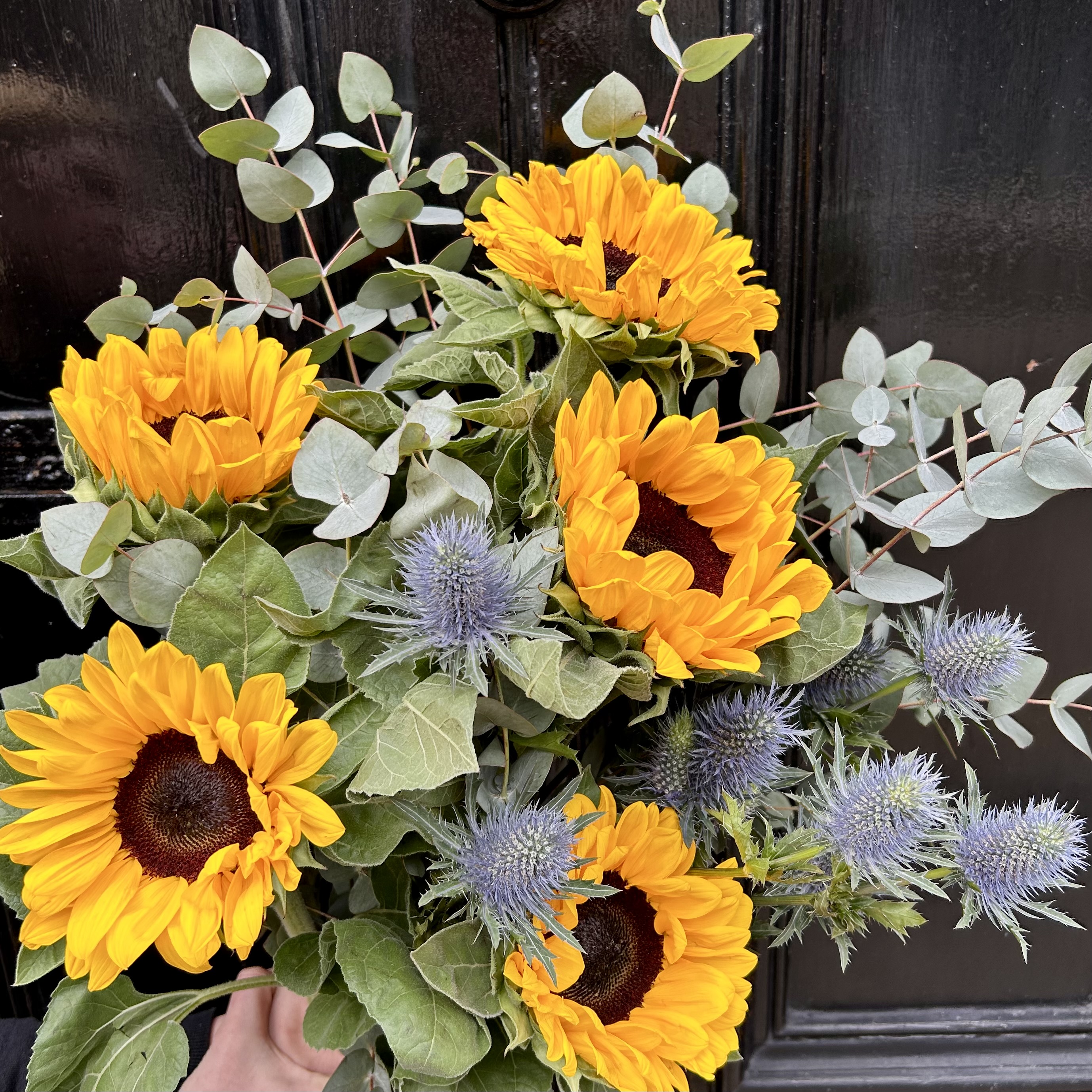 Sunflower, Thistle & Eucalyptus Summer Bouquet - View 2