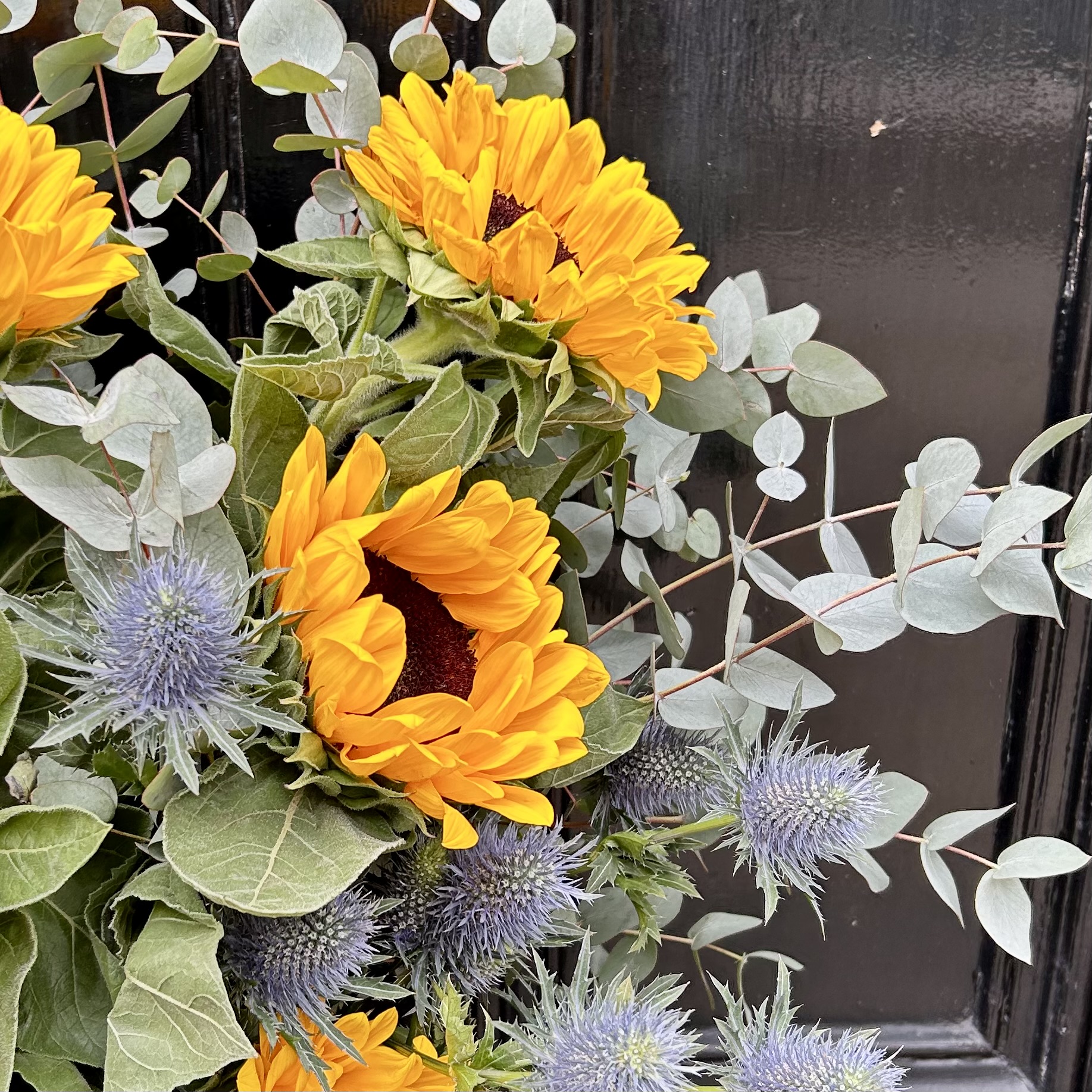 Sunflower, Thistle & Eucalyptus Summer Bouquet - View 3