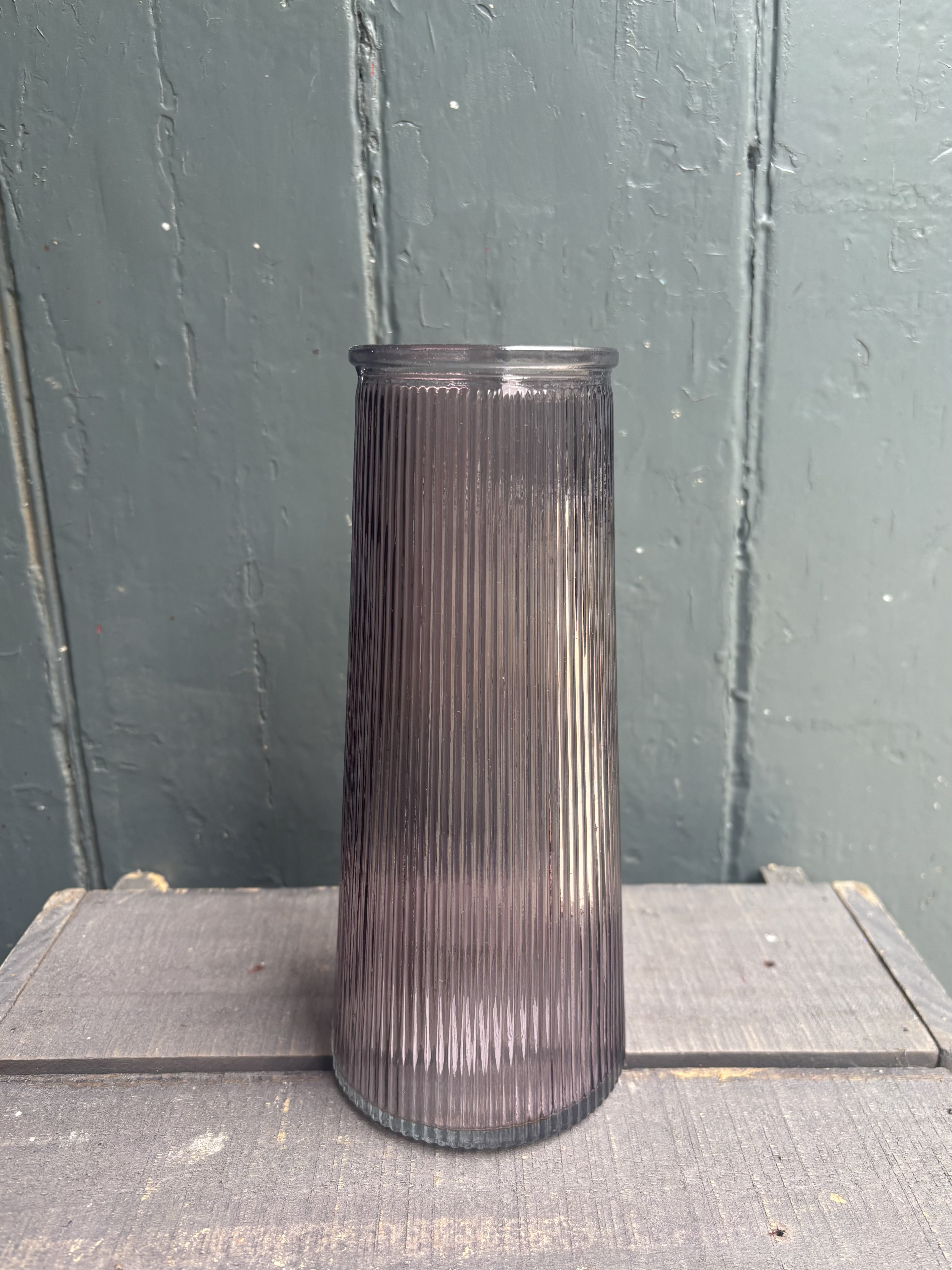 Ribbed Glass Vase Purple 