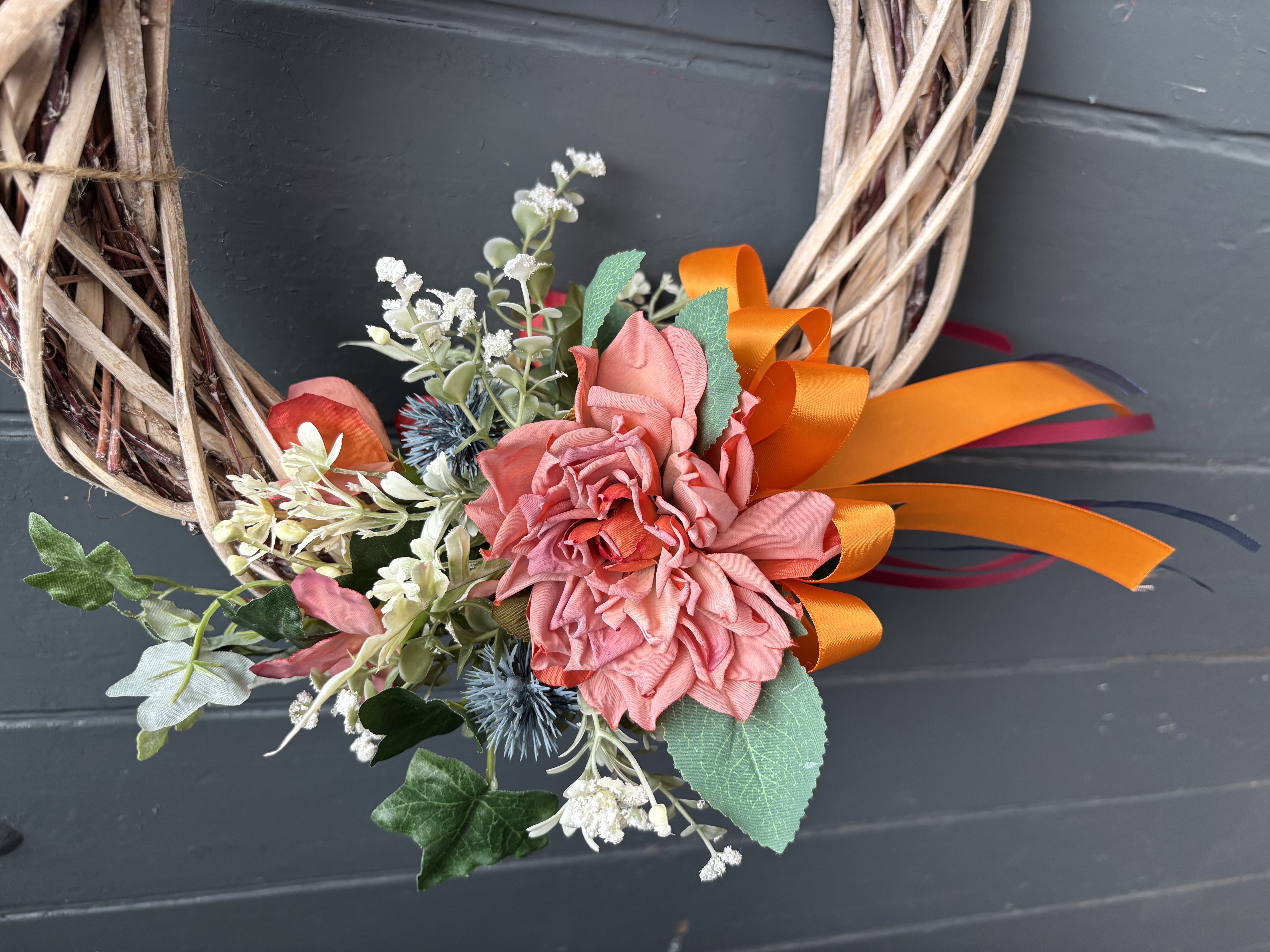 Autumnal Dahlia Round Wreath - View 2