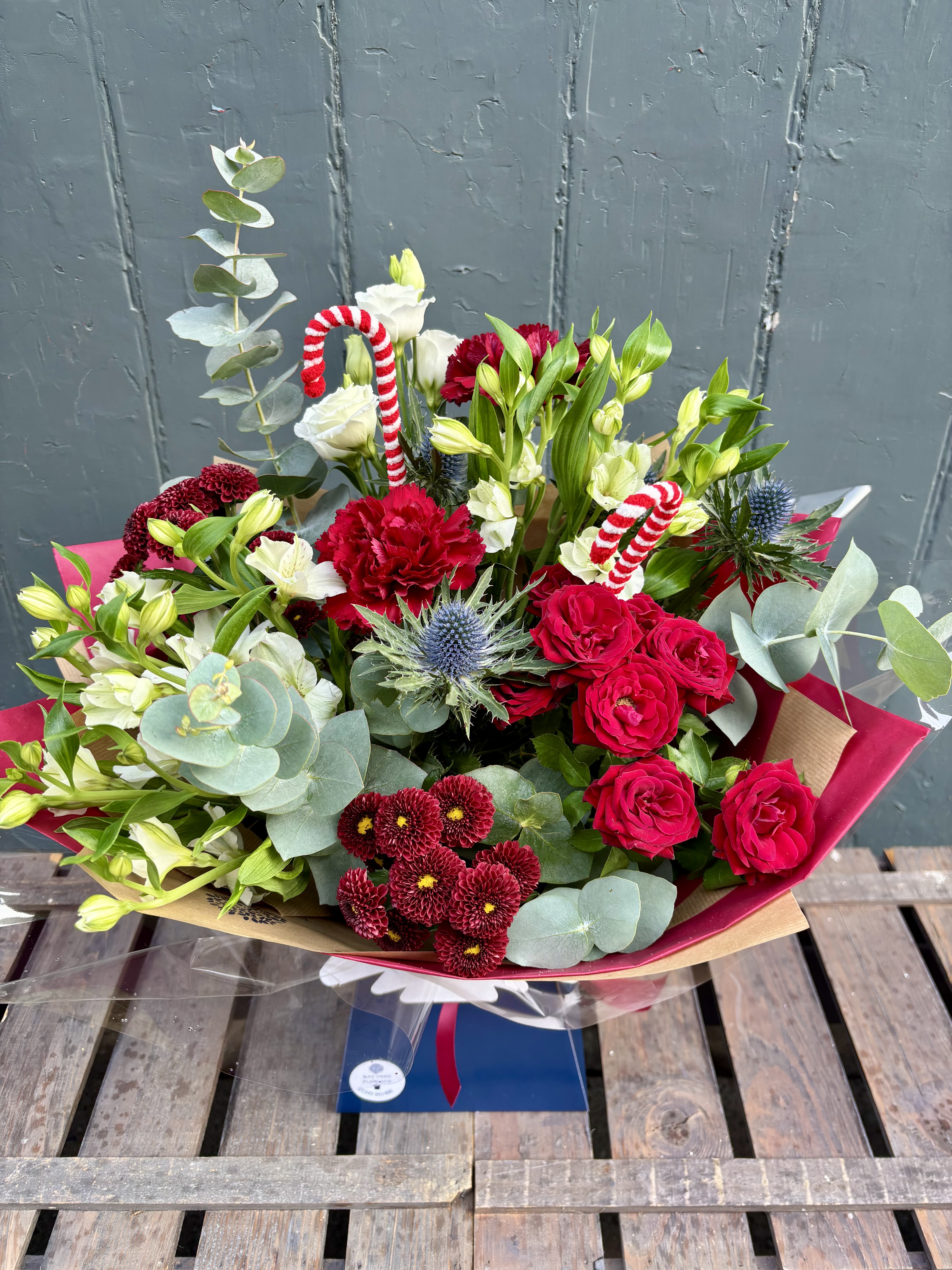 Festive Red Candy Cane Hand-Tied