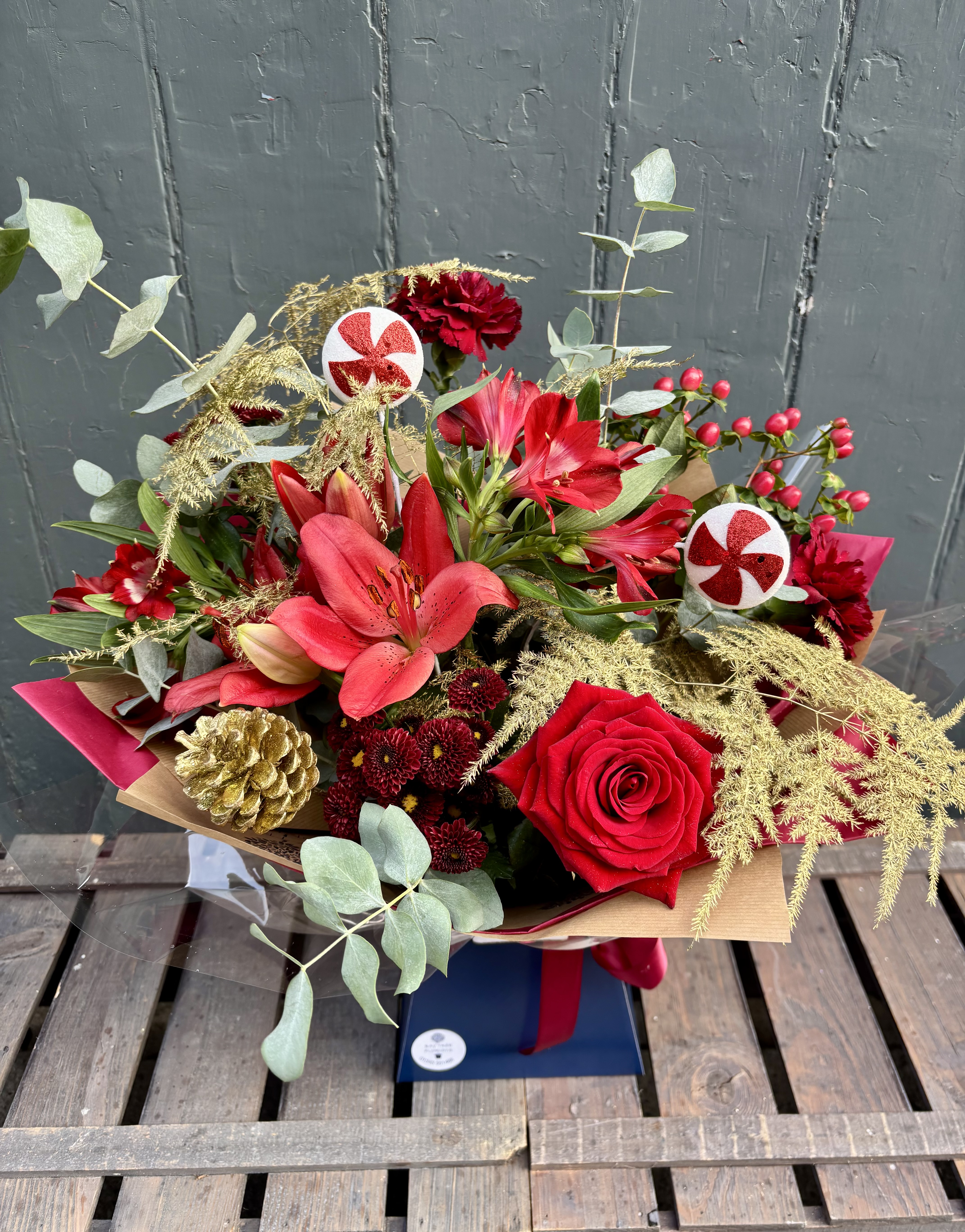 Red Peppermint Swirl Hand-Tied