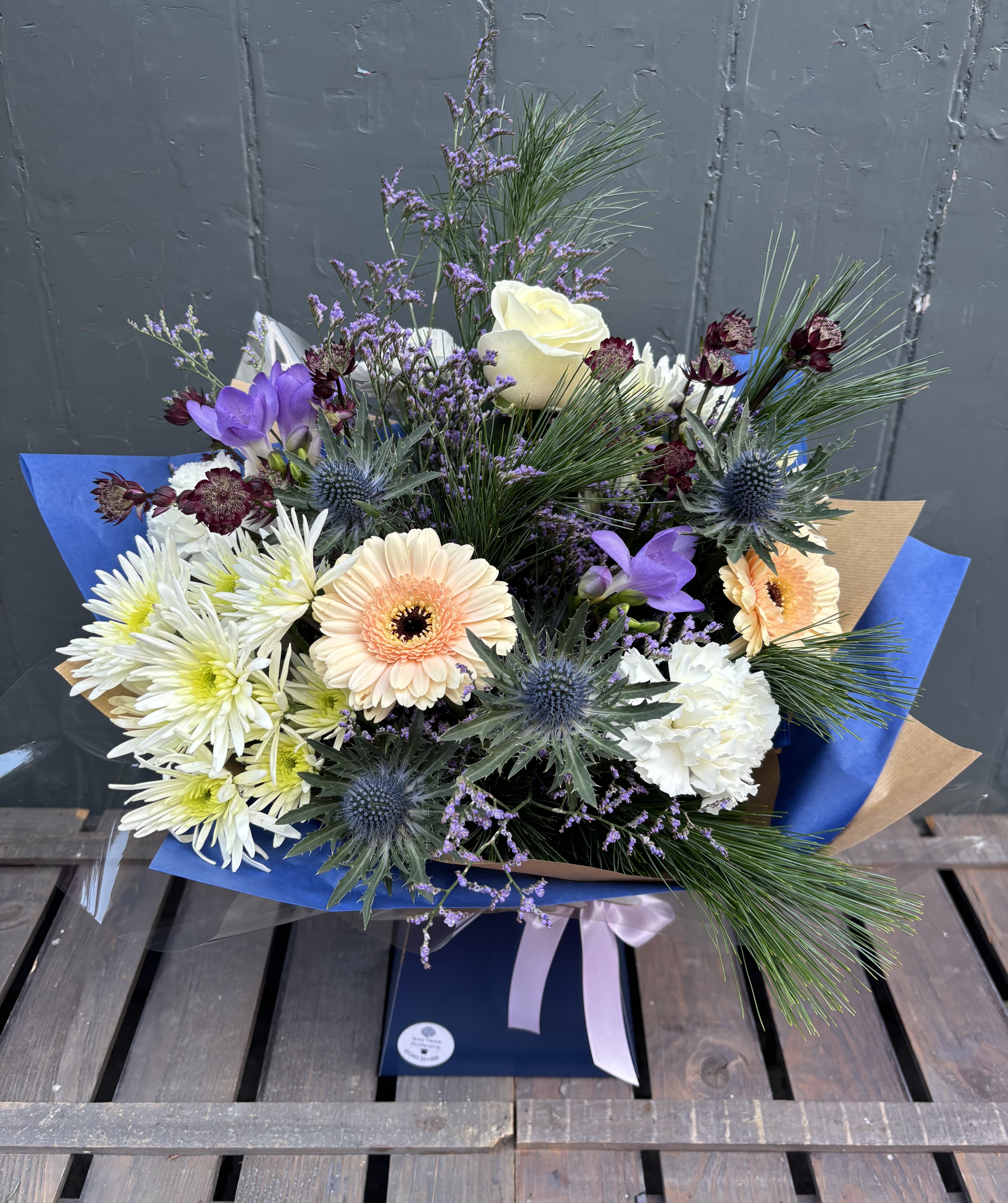 Winter Scottish Thistle Hand-Tied