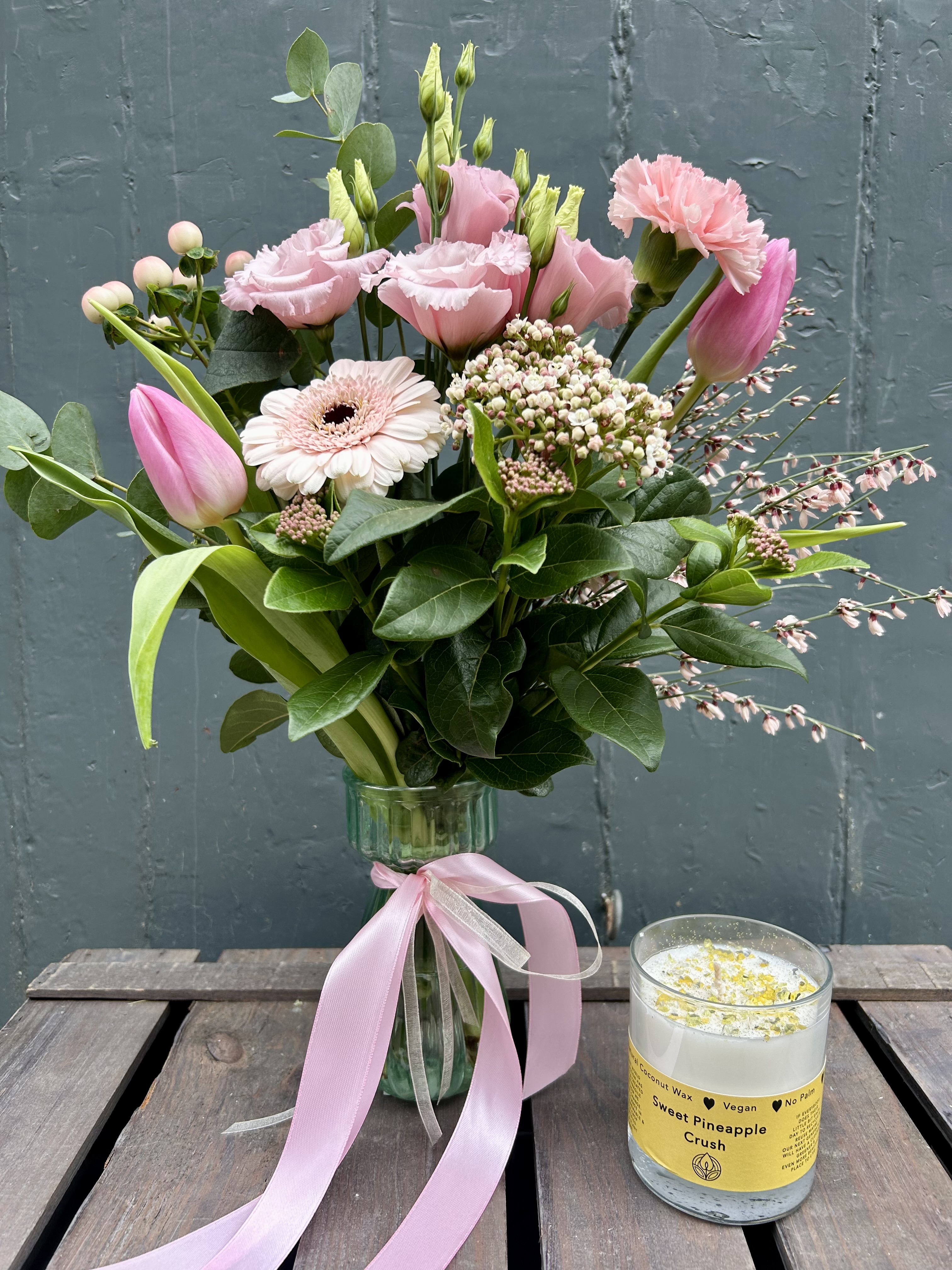 Blush Pink Vase & Candle Gift Set - Order from Bay Tree Florists Elgin