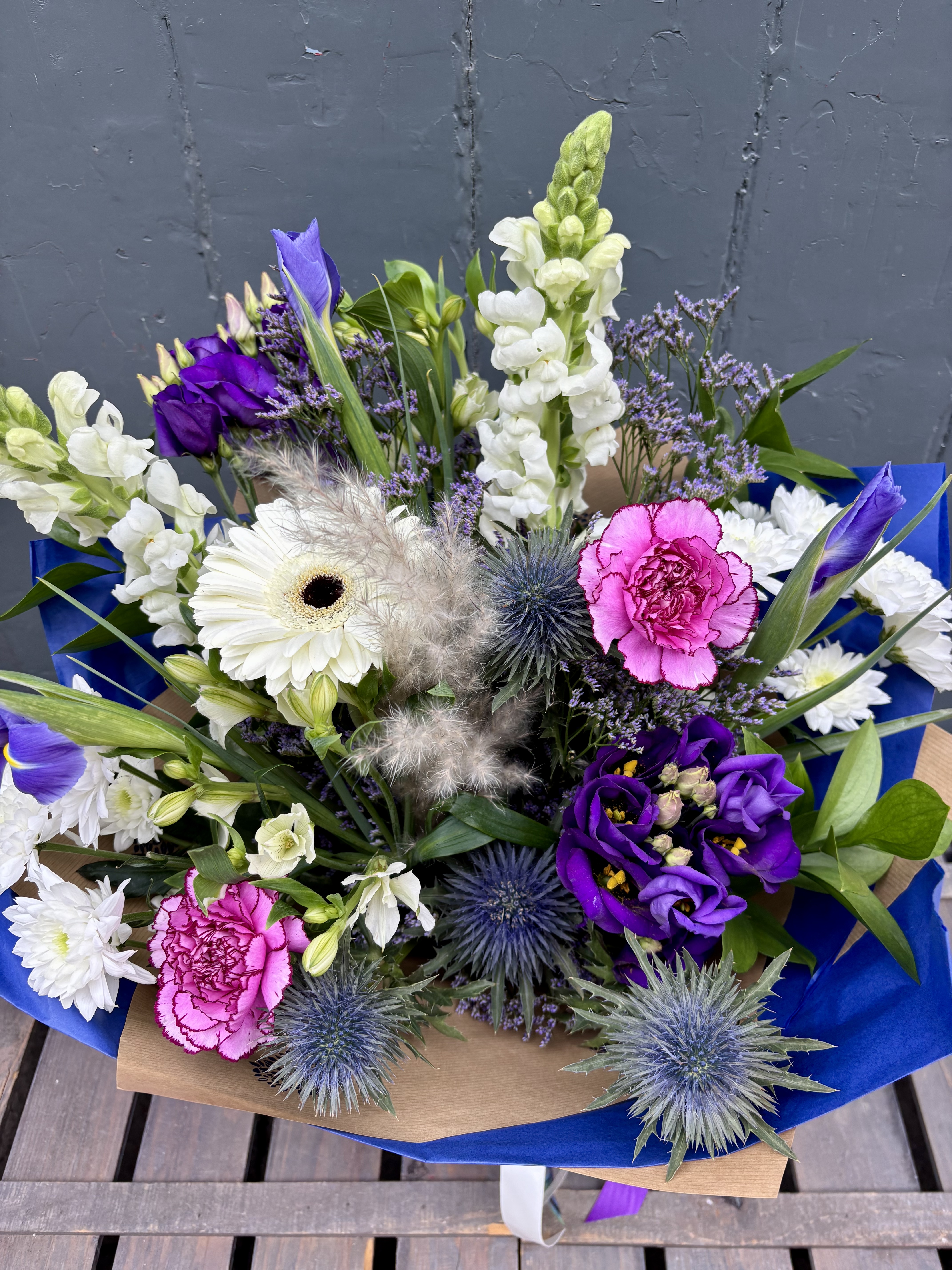 Scottish Thistle Bloom Hand Tied Gift Box - fresh flower arrangement from Baytree Florists