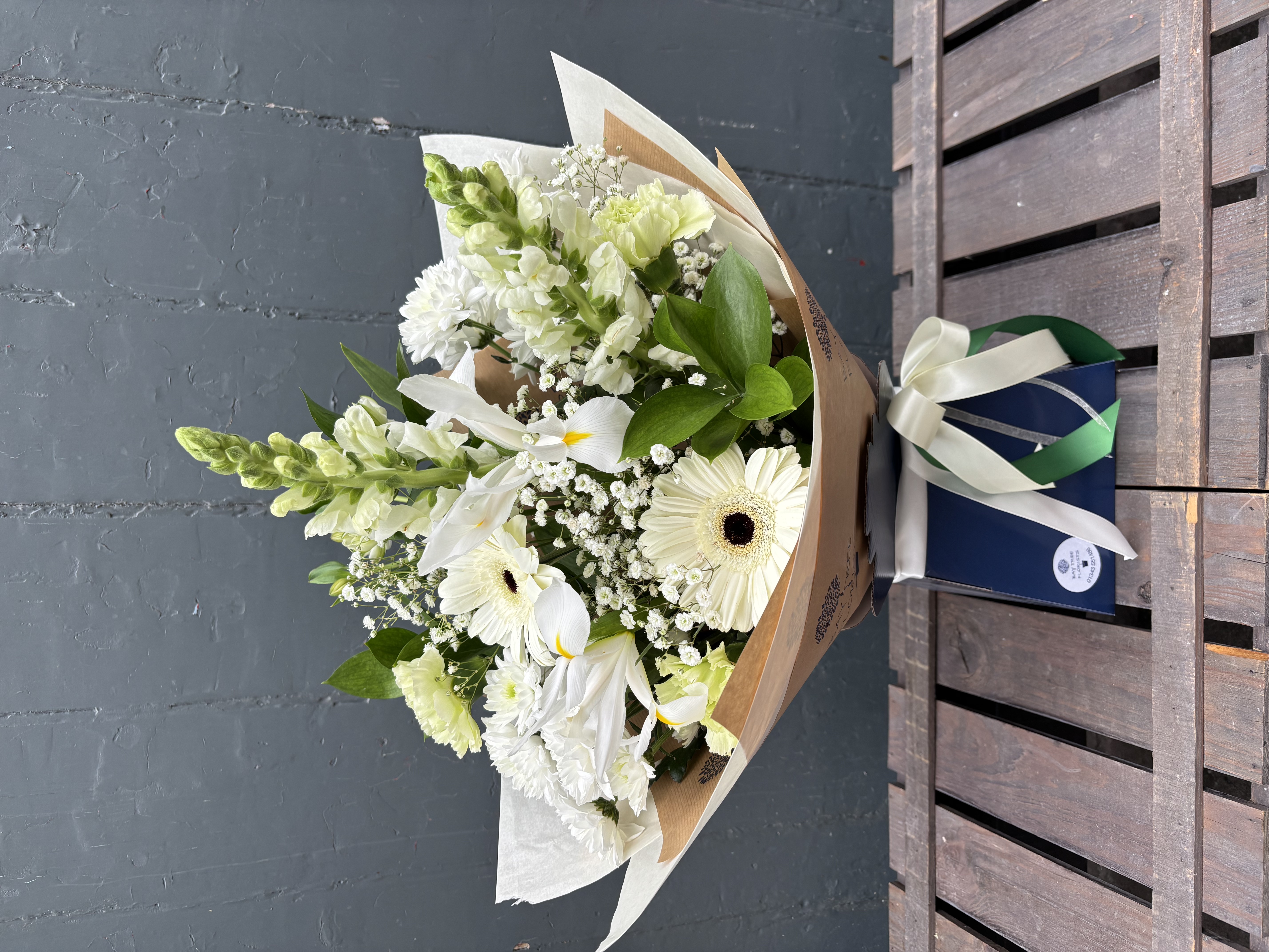 Pure White Elegance Hand Tied Gift Box - fresh flower arrangement from Baytree Florists