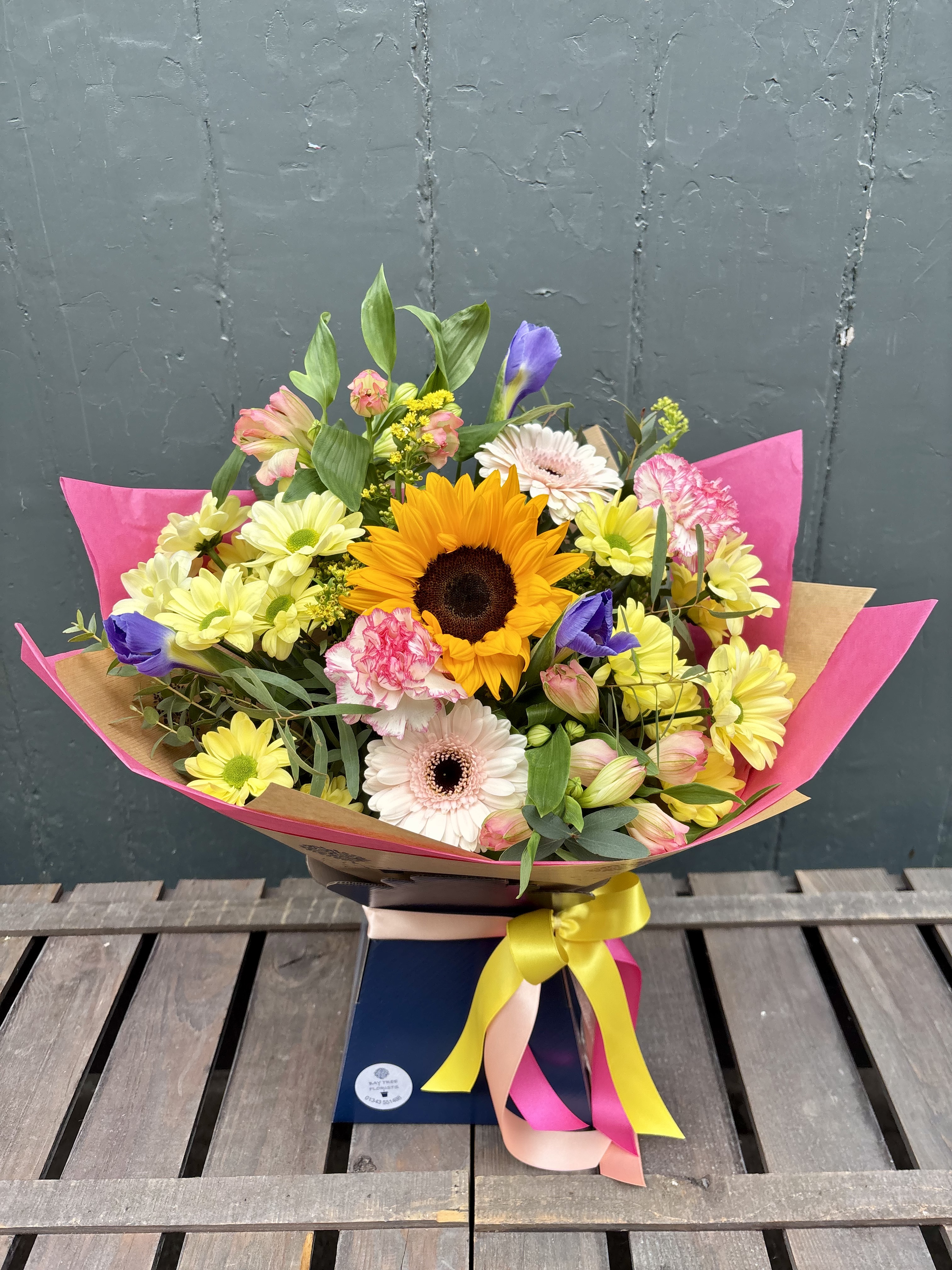 Vibrant Summer & Sunflower Hand Tied Gift Box - fresh flower arrangement from Baytree Florists