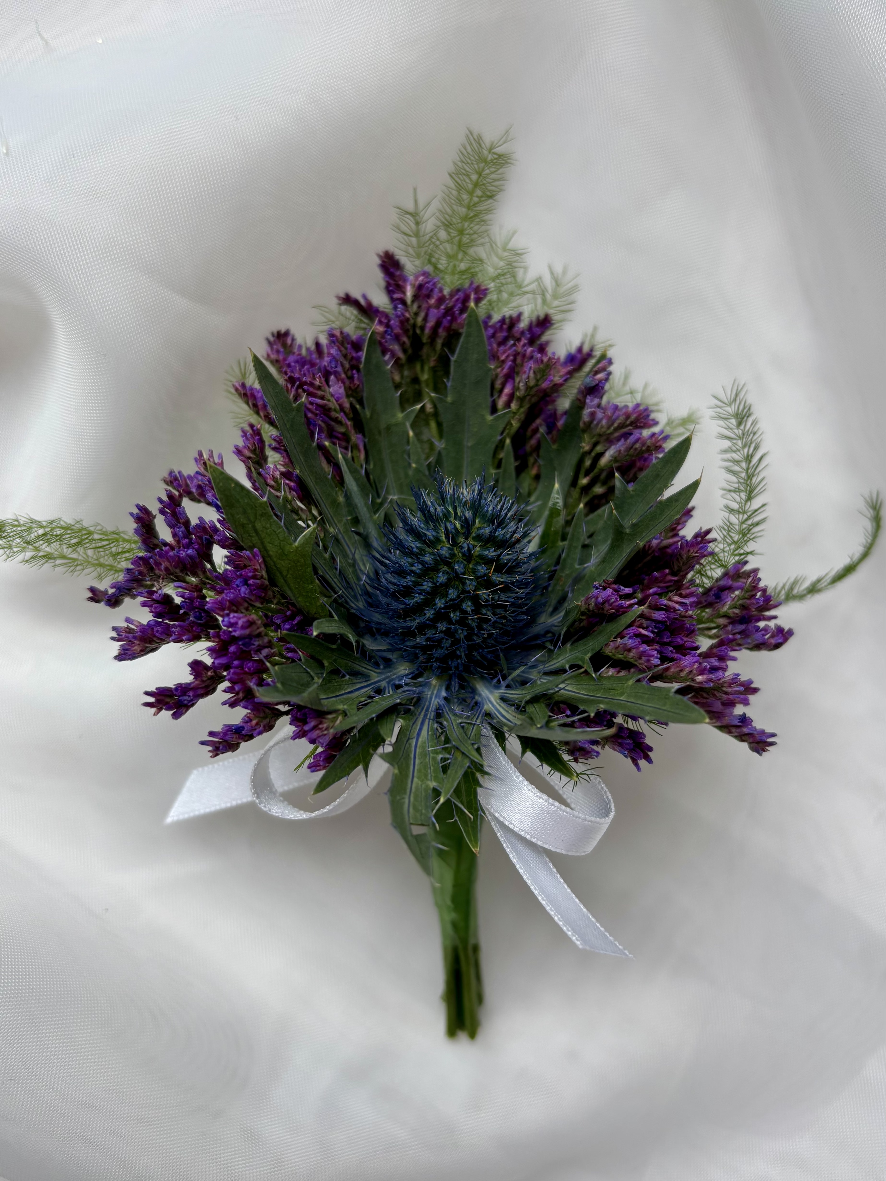 Gents Fresh Scottish Thistle Buttonhole - Order from Bay Tree Florists Elgin