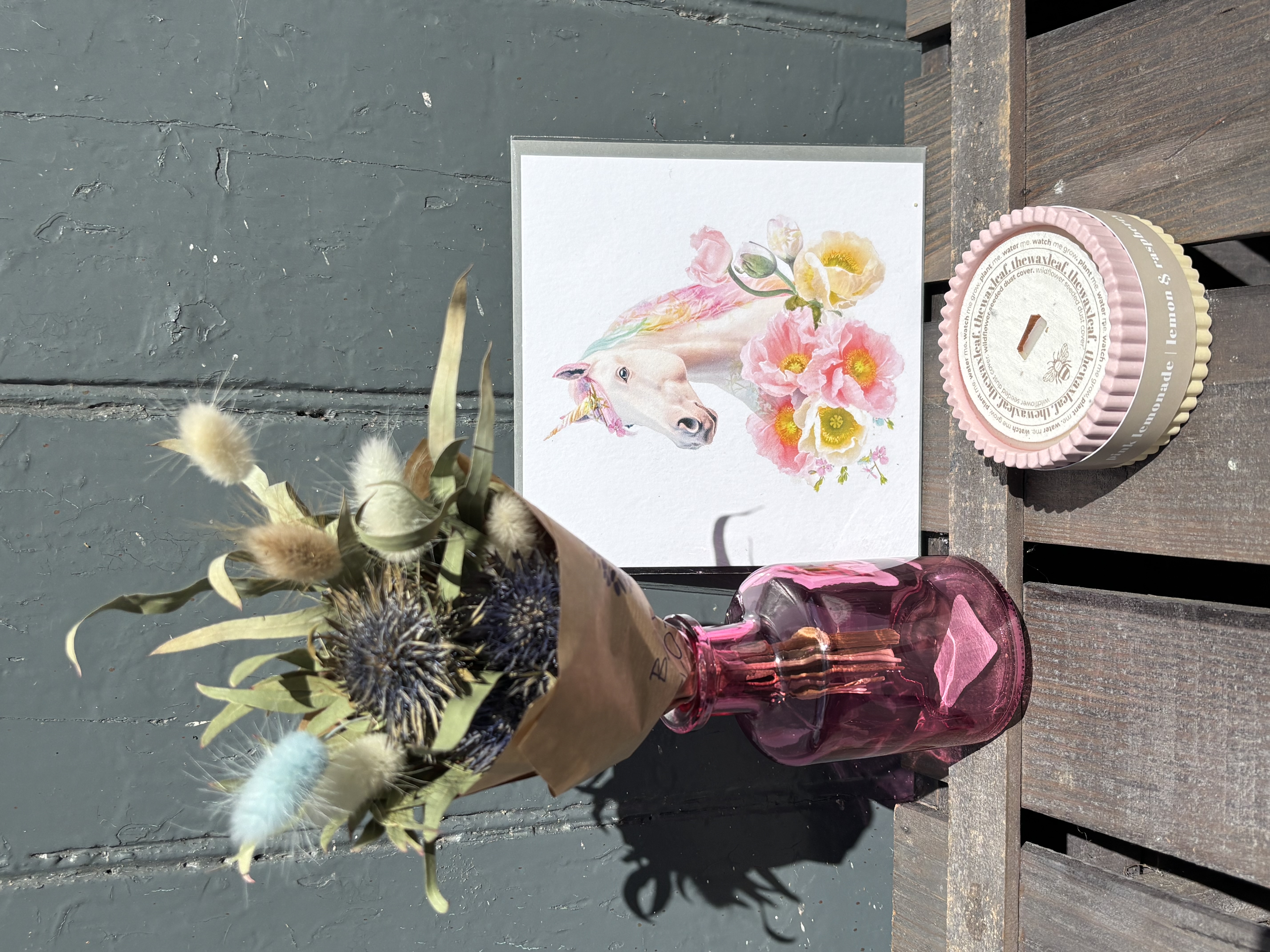 Dried Flower & Candle Florist Curated Gift Set  - fresh flower arrangement from Baytree Florists