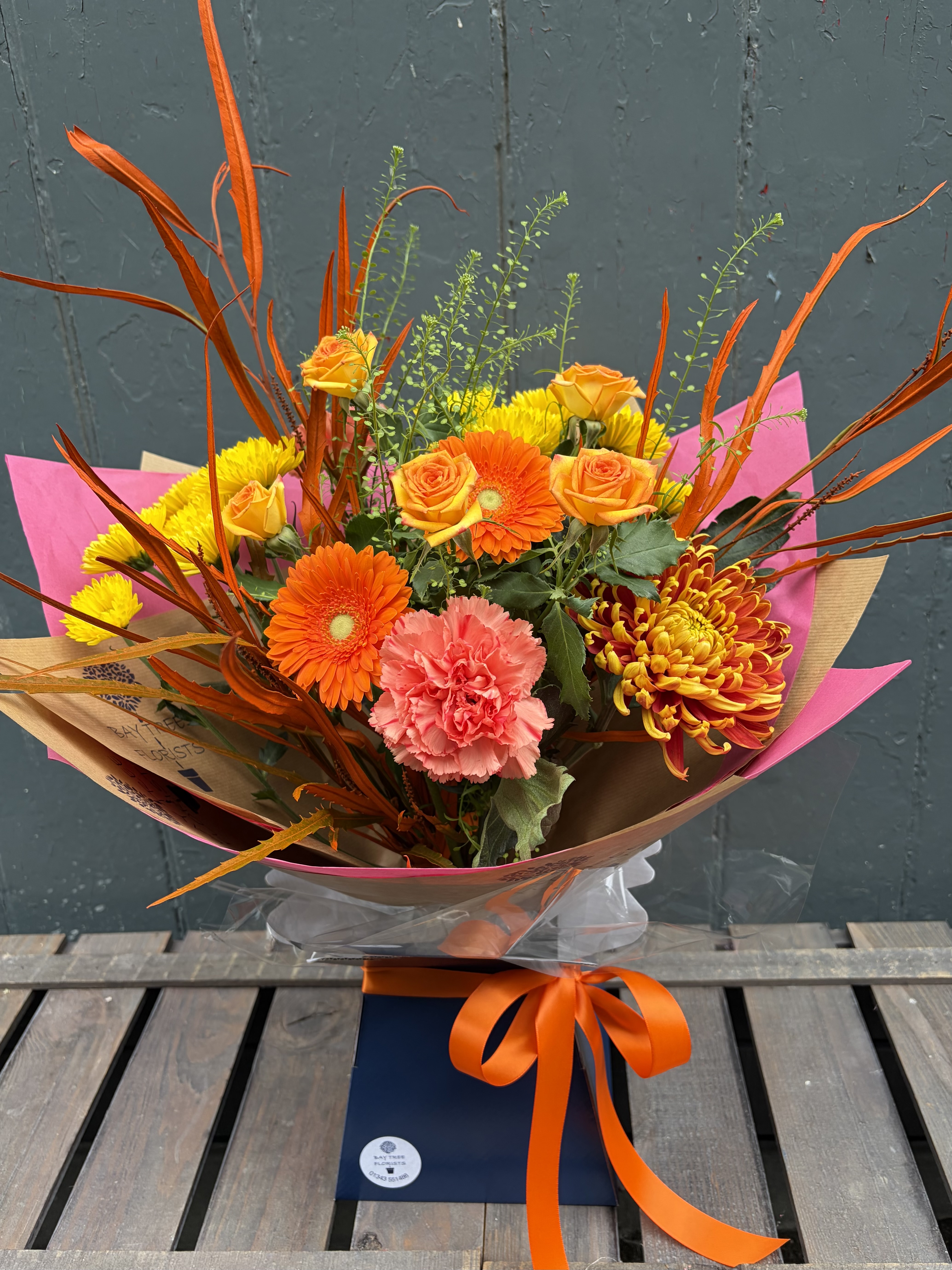 Autumn Radiance Hand Tied Gift Box - fresh flower arrangement from Baytree Florists
